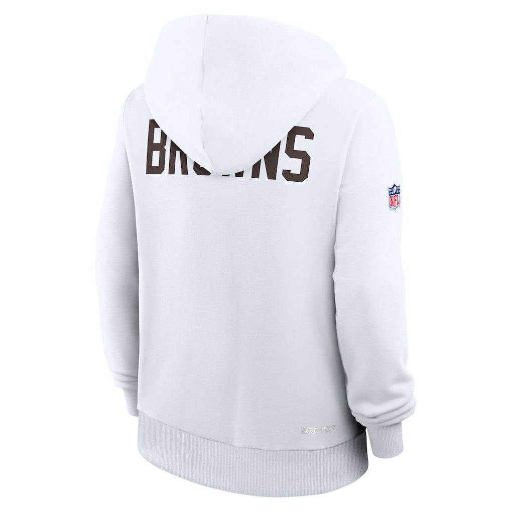 Cleveland Browns Women's Throwback Sideline Standard Issue Dri-FIT Hoodie - White | Nike for sale