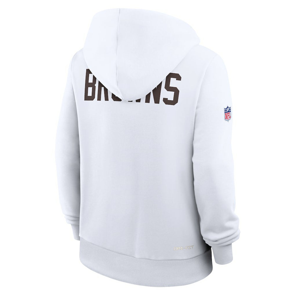 Cleveland Browns Women's Throwback Sideline Standard Issue Dri-FIT Hoodie - White | Nike for sale