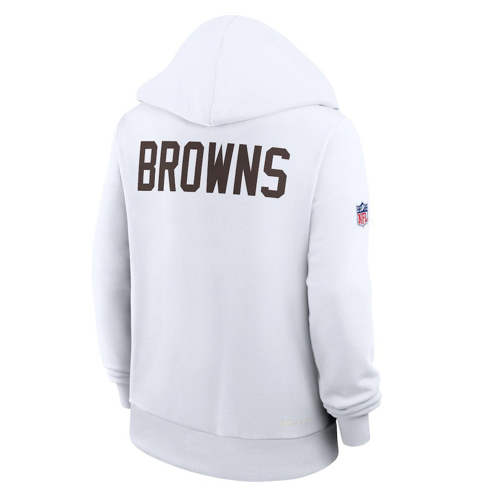 Cleveland Browns Women's Throwback Sideline Standard Issue Dri-FIT Hoodie - White | Nike for sale