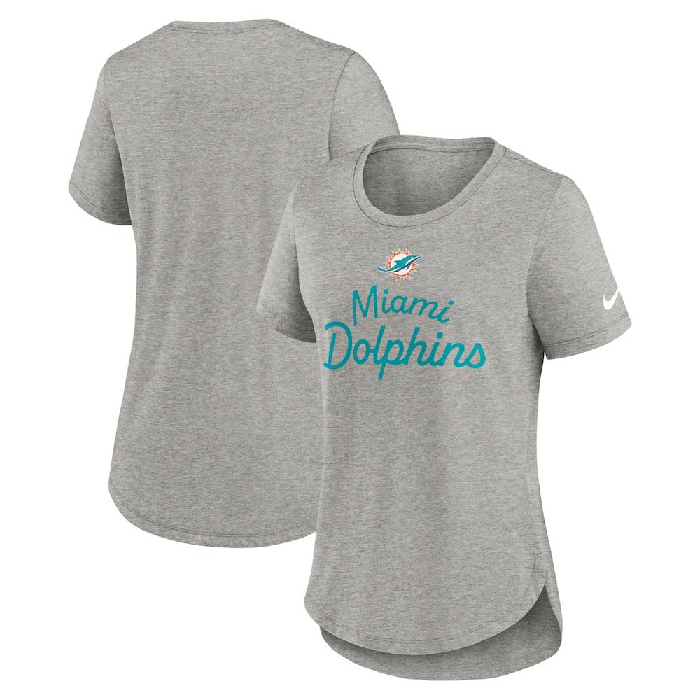 Miami Dolphins Women's Script Tri-Blend T-Shirt - Gray | Nike on sale