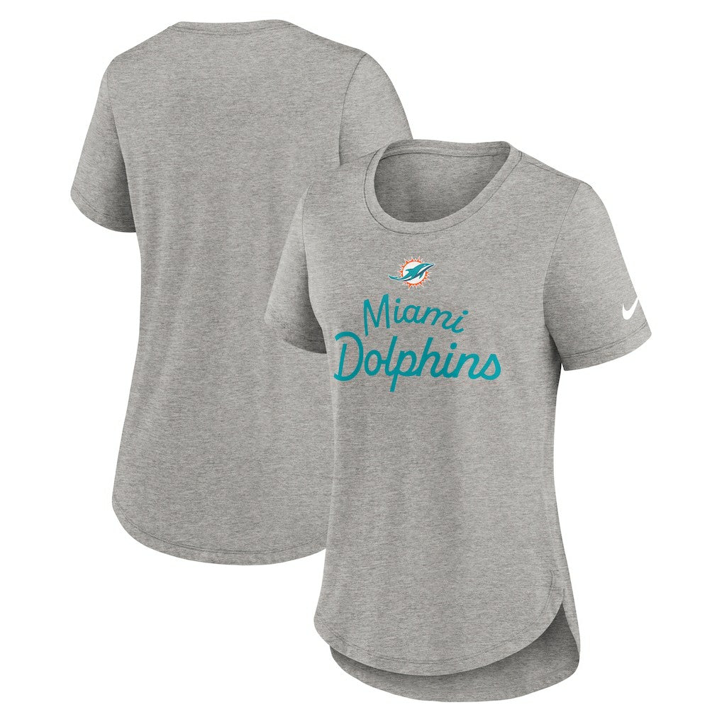 Miami Dolphins Women's Script Tri-Blend T-Shirt - Gray | Nike on sale