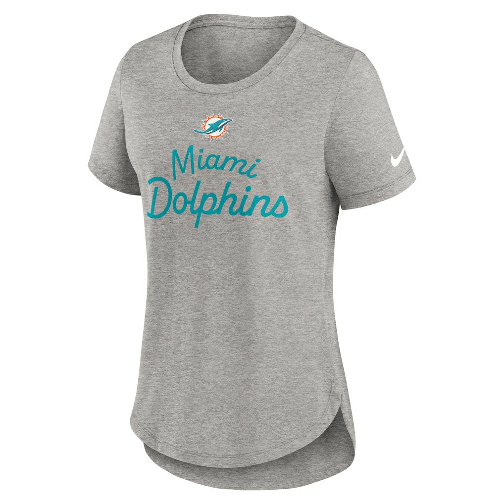 Miami Dolphins Women's Script Tri-Blend T-Shirt - Gray | Nike on sale