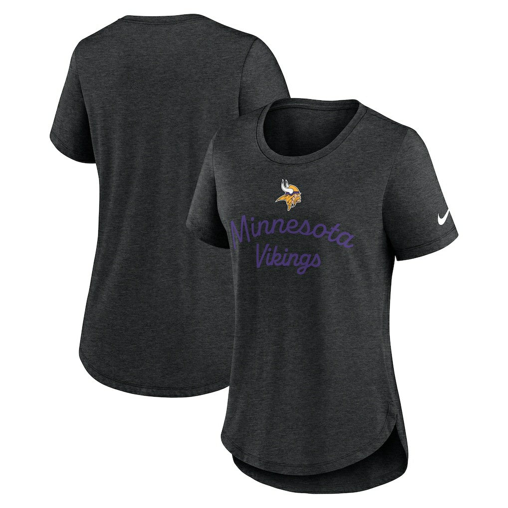Minnesota Vikings Women's Script Tri-Blend T-Shirt - Black | Nike outlet