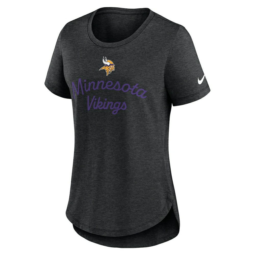 Minnesota Vikings Women's Script Tri-Blend T-Shirt - Black | Nike outlet