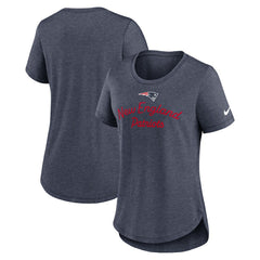 New England Patriots Women's Script Tri-Blend T-Shirt - Navy | Nike on sale