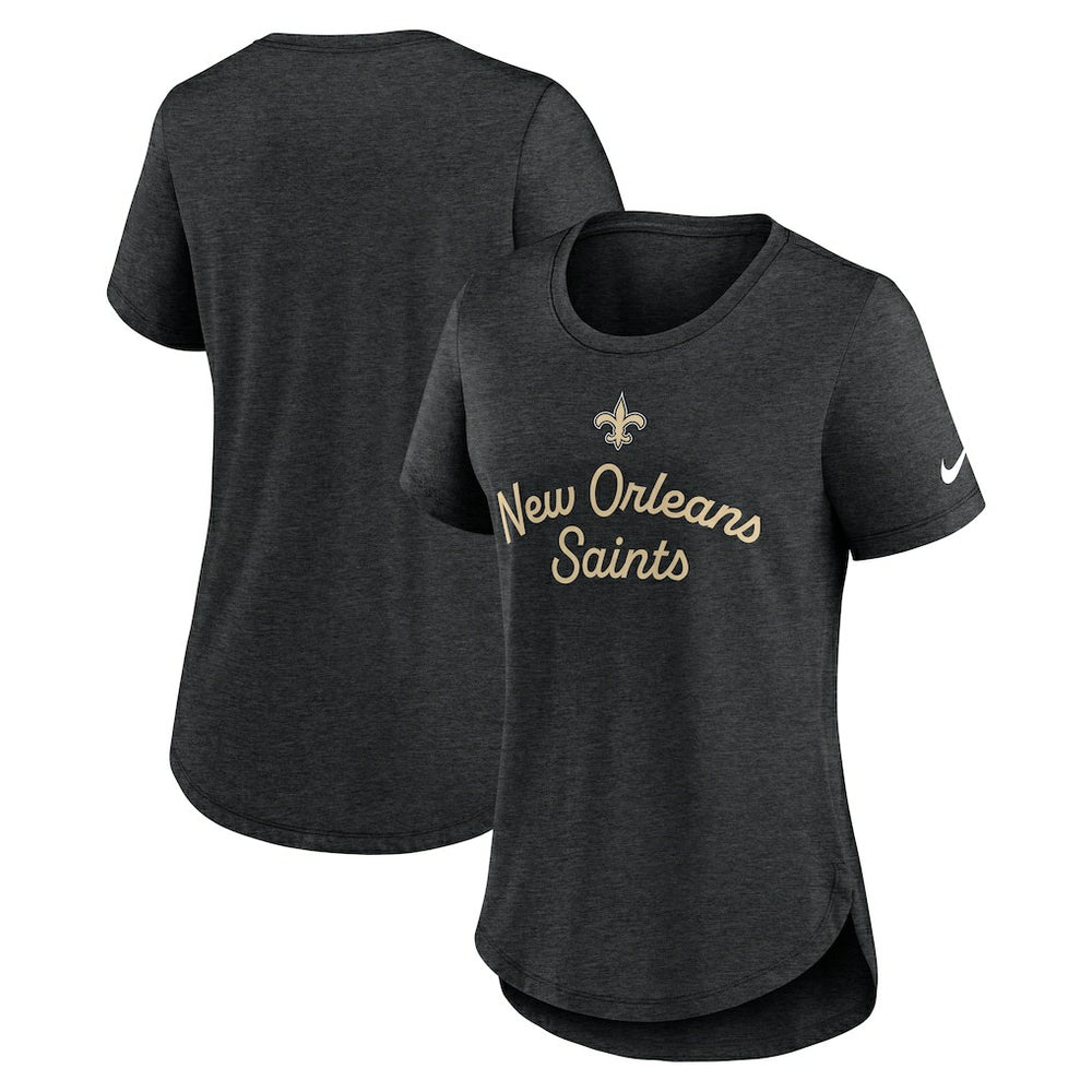 New Orleans Saints Women's Script Tri-Blend T-Shirt - Black | Nike cheap
