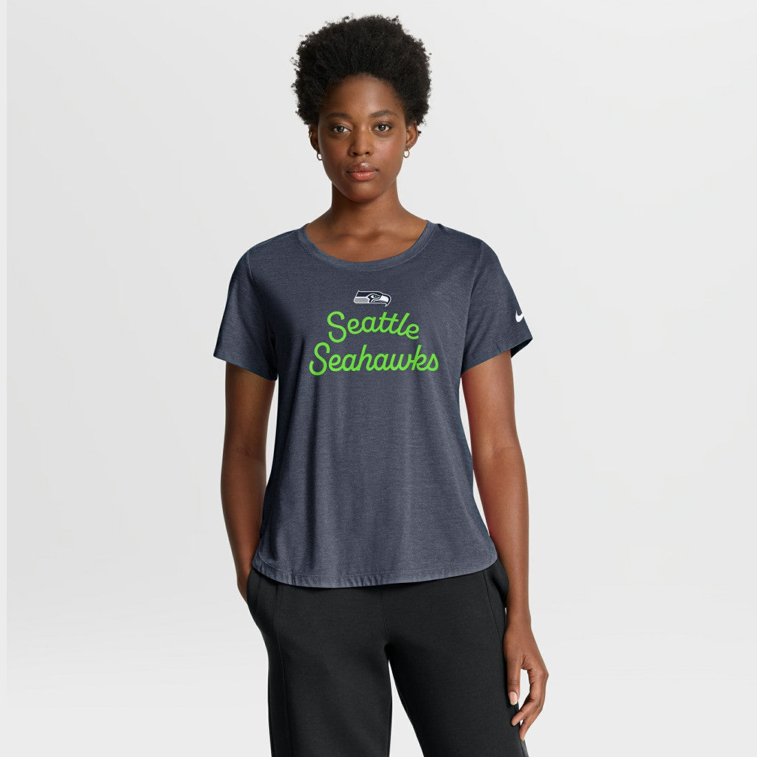 Seattle Seahawks Women's Script Tri-Blend T-Shirt - College Navy | Nike on sale