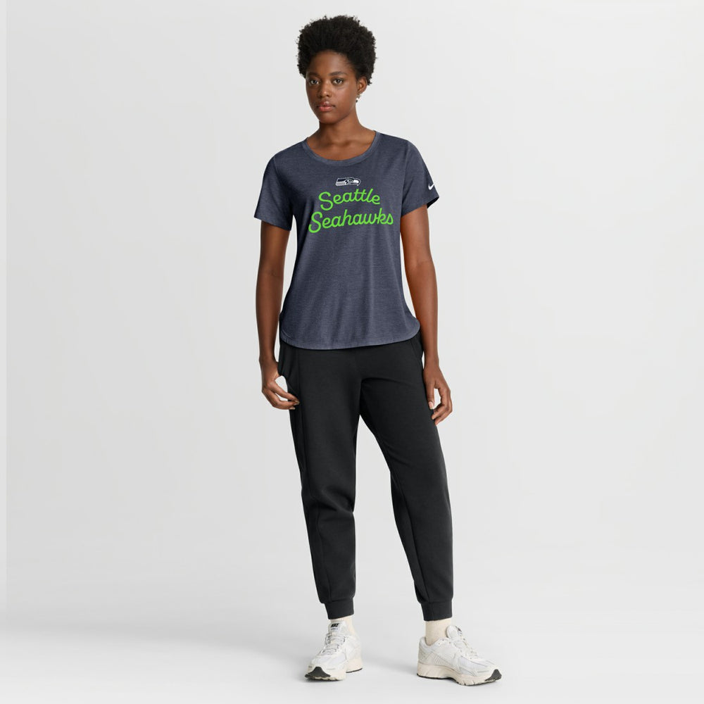 Seattle Seahawks Women's Script Tri-Blend T-Shirt - College Navy | Nike on sale