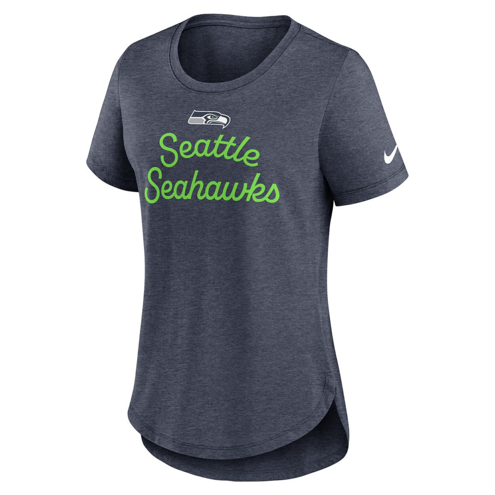 Seattle Seahawks Women's Script Tri-Blend T-Shirt - College Navy | Nike on sale