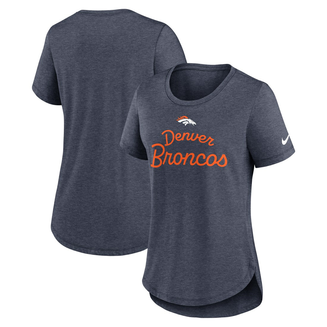 Denver Broncos Women's Script Tri-Blend T-Shirt - Navy | Nike on sale