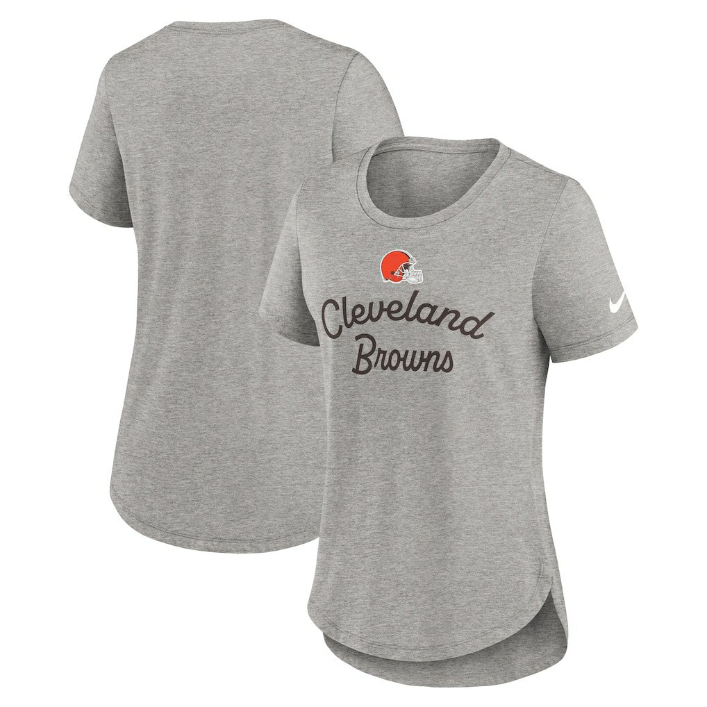 Cleveland Browns Women's Script Tri-Blend T-Shirt - Gray | Nike for sale