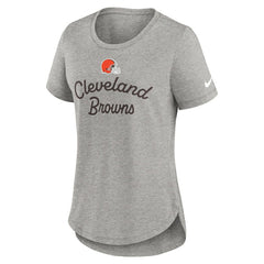 Cleveland Browns Women's Script Tri-Blend T-Shirt - Gray | Nike for sale