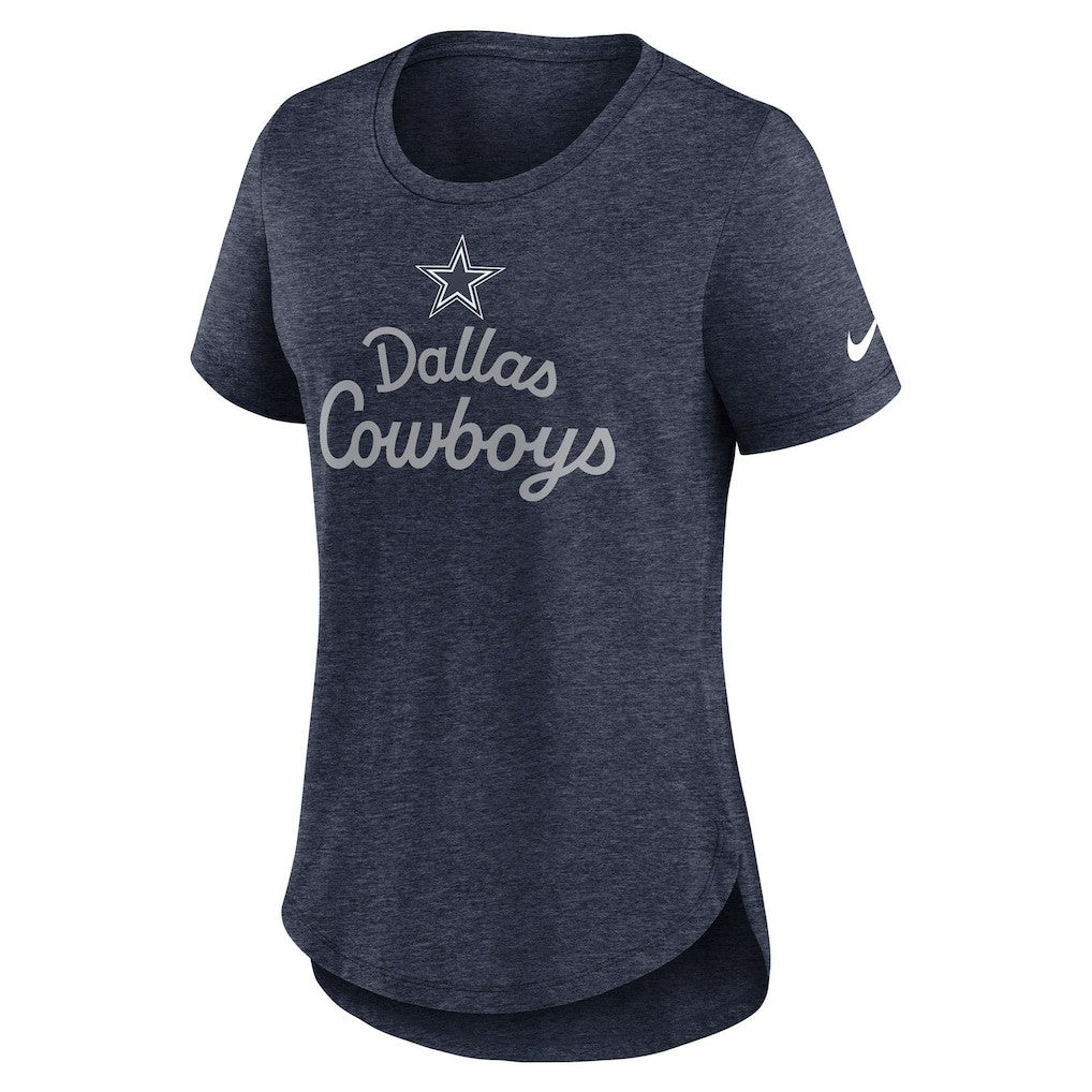 Dallas Cowboys Women's Script Tri-Blend T-Shirt - Heather Navy | Nike outlet