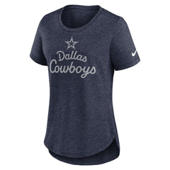Dallas Cowboys Women's Script Tri-Blend T-Shirt - Heather Navy | Nike outlet