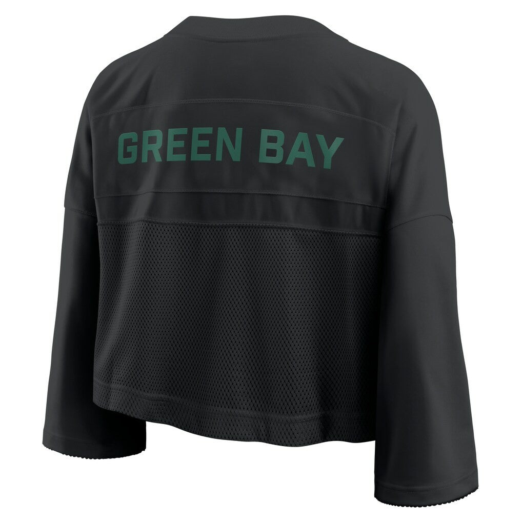 Green Bay Packers Women's Primetime Cropped Mesh Dri-FIT Fashion Jersey - Black | Nike cheap