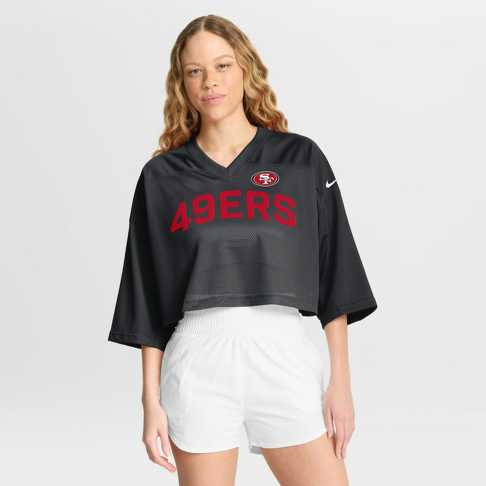 San Francisco 49ers Women's Primetime Cropped Mesh Dri-FIT Fashion Jersey - Black | Nike sale