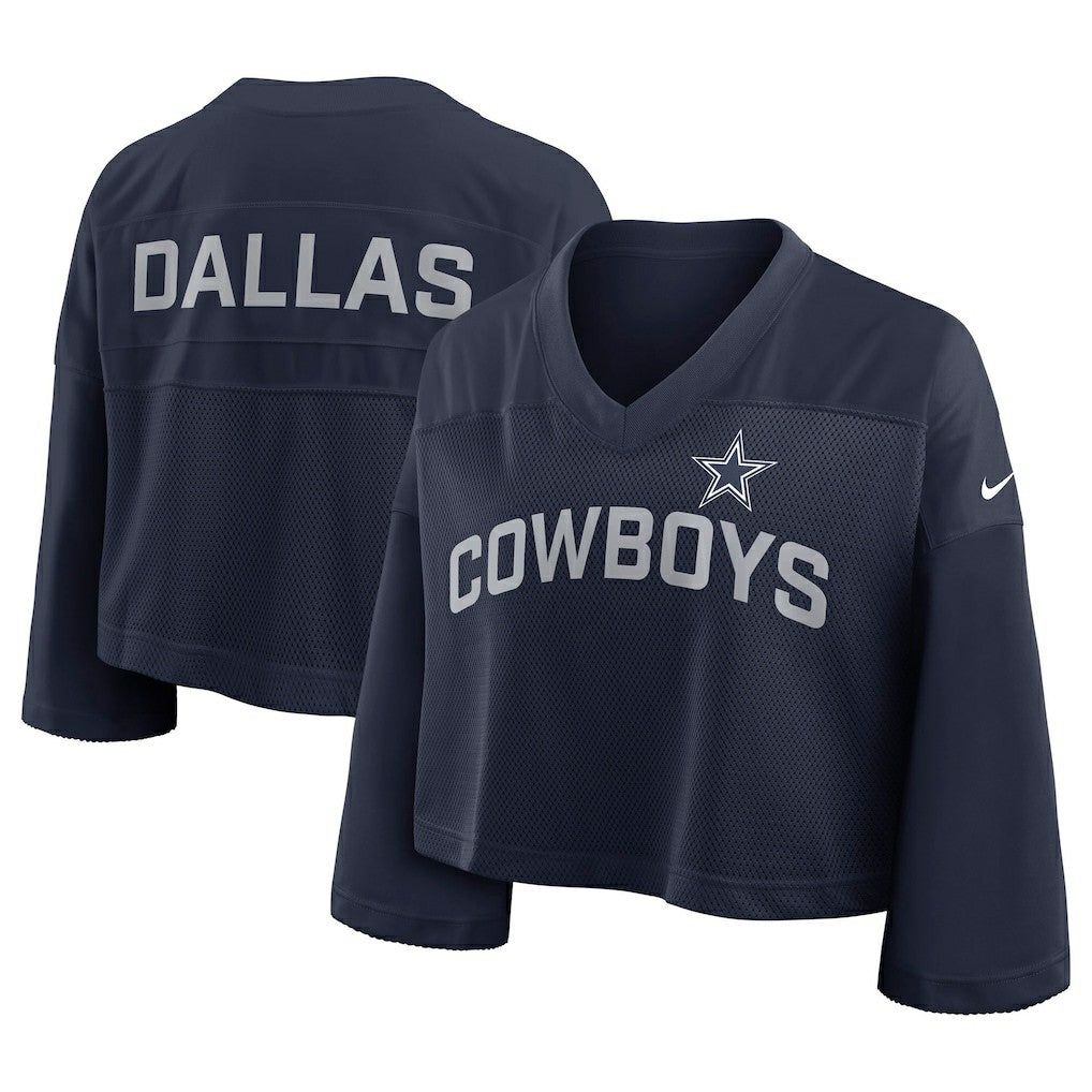 Dallas Cowboys Women's Primetime Cropped Mesh Dri-FIT Fashion Jersey - Navy | Nike online