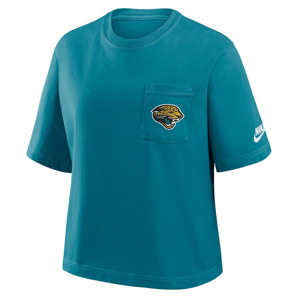 Jacksonville Jaguars Women's Rewind Pocket Boxy T-Shirt - Teal | Nike online