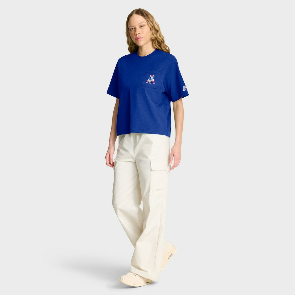 New England Patriots Women's Rewind Pocket Boxy T-Shirt - Royal | Nike sale