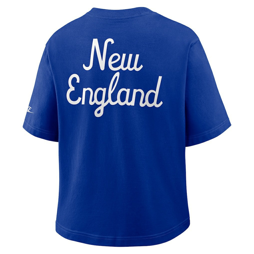 New England Patriots Women's Rewind Pocket Boxy T-Shirt - Royal | Nike sale