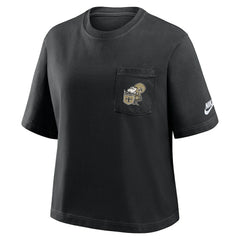 New Orleans Saints Women's Rewind Pocket Boxy T-Shirt - Black | Nike on sale