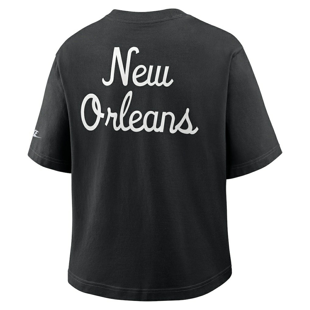New Orleans Saints Women's Rewind Pocket Boxy T-Shirt - Black | Nike on sale
