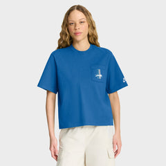 Detroit Lions Women's Rewind Pocket Boxy T-Shirt - Blue | Nike outlet