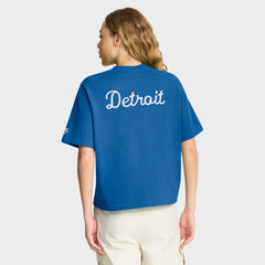Detroit Lions Women's Rewind Pocket Boxy T-Shirt - Blue | Nike outlet