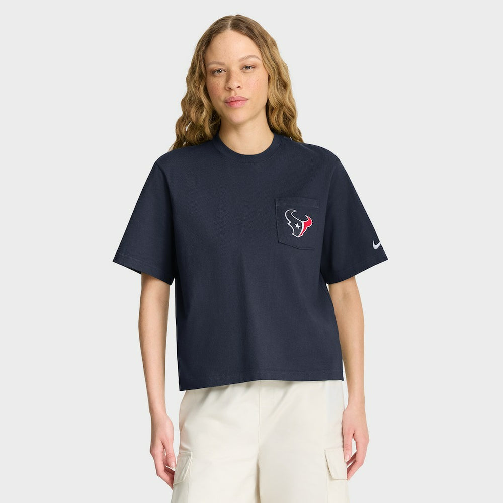 Houston Texans Women's Rewind Pocket Boxy T-Shirt - Navy | Nike on sale