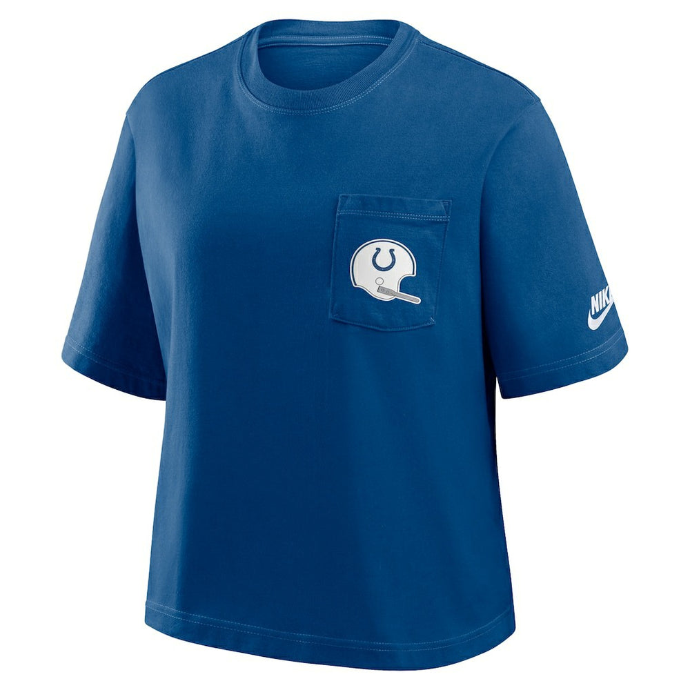 Indianapolis Colts Women's Rewind Pocket Boxy T-Shirt - Royal | Nike outlet