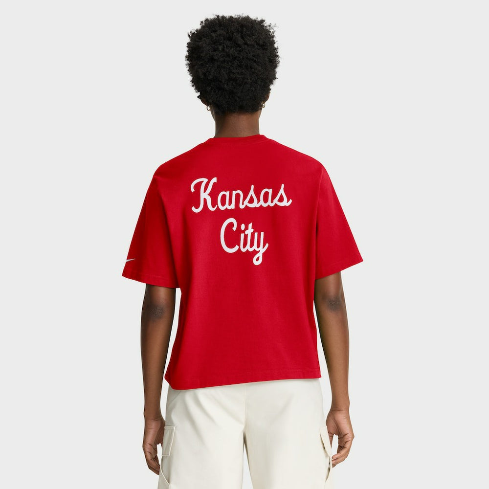 Kansas City Chiefs Women's Rewind Pocket Boxy T-Shirt - Red | Nike outlet