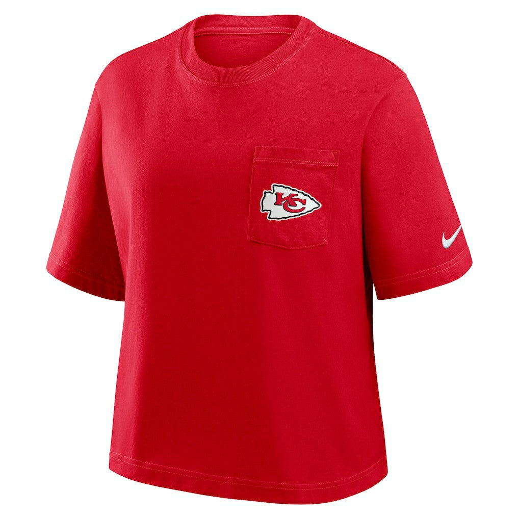 Kansas City Chiefs Women's Rewind Pocket Boxy T-Shirt - Red | Nike outlet