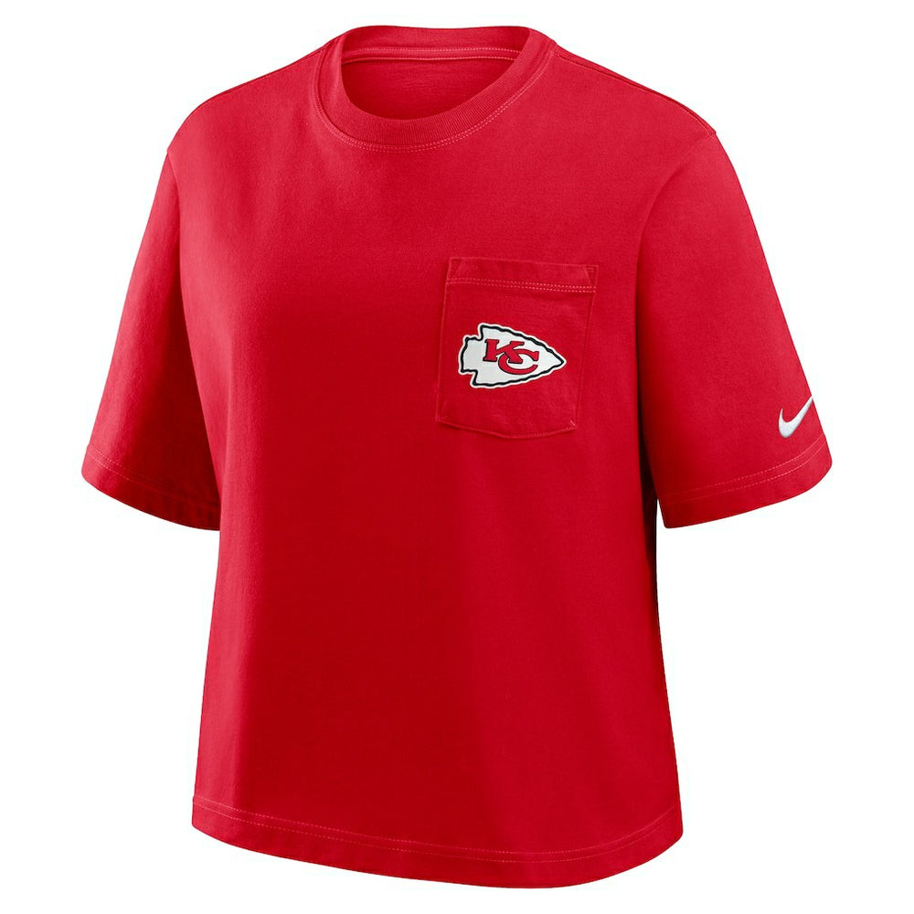 Kansas City Chiefs Women's Rewind Pocket Boxy T-Shirt - Red | Nike outlet