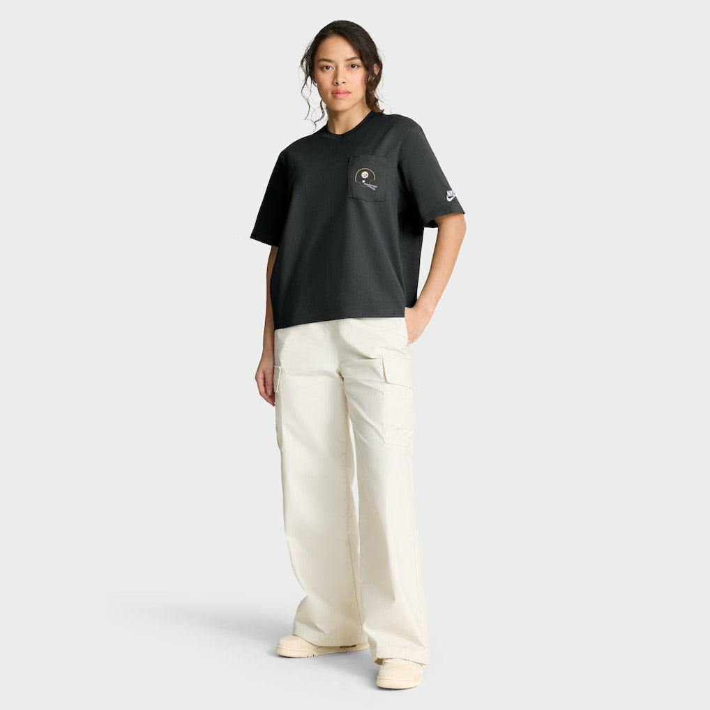 Pittsburgh Steelers Women's Rewind Pocket Boxy T-Shirt - Black | Nike cheap