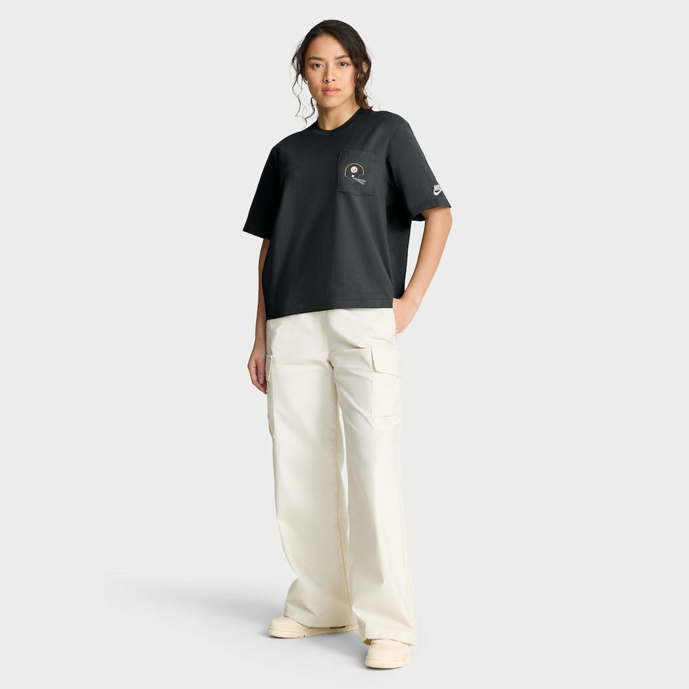 Pittsburgh Steelers Women's Rewind Pocket Boxy T-Shirt - Black | Nike cheap