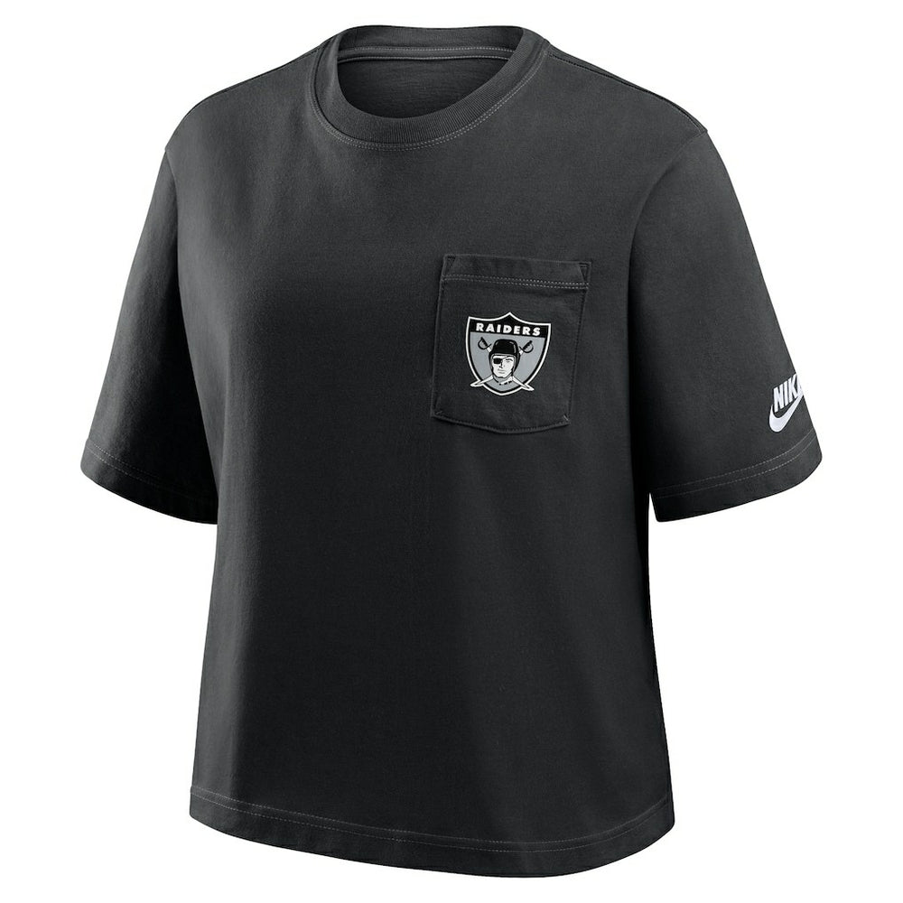 Las Vegas Raiders Women's Rewind Pocket Boxy T-Shirt - Black | Nike sale