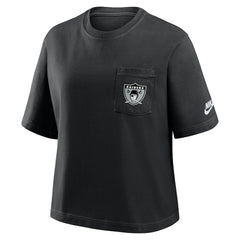 Las Vegas Raiders Women's Rewind Pocket Boxy T-Shirt - Black | Nike sale