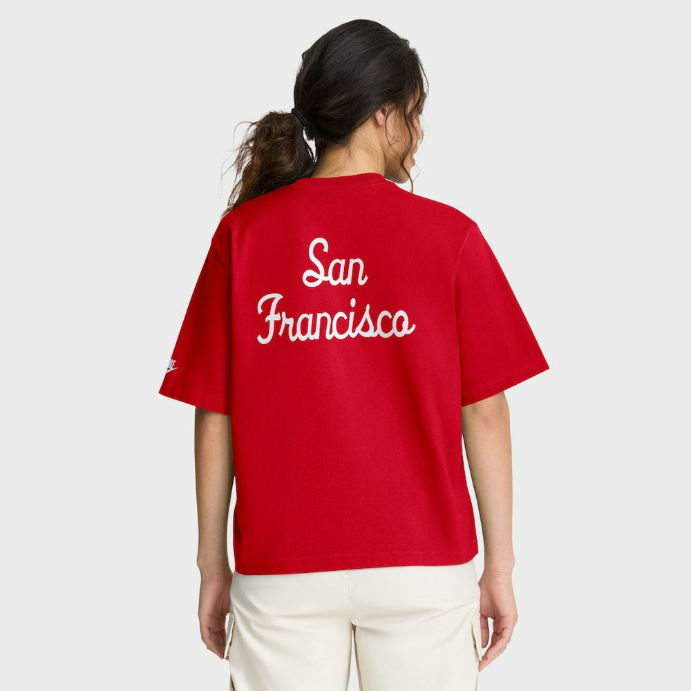 San Francisco 49ers Women's Rewind Pocket Boxy T-Shirt - Scarlet | Nike sale