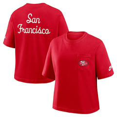 San Francisco 49ers Women's Rewind Pocket Boxy T-Shirt - Scarlet | Nike sale
