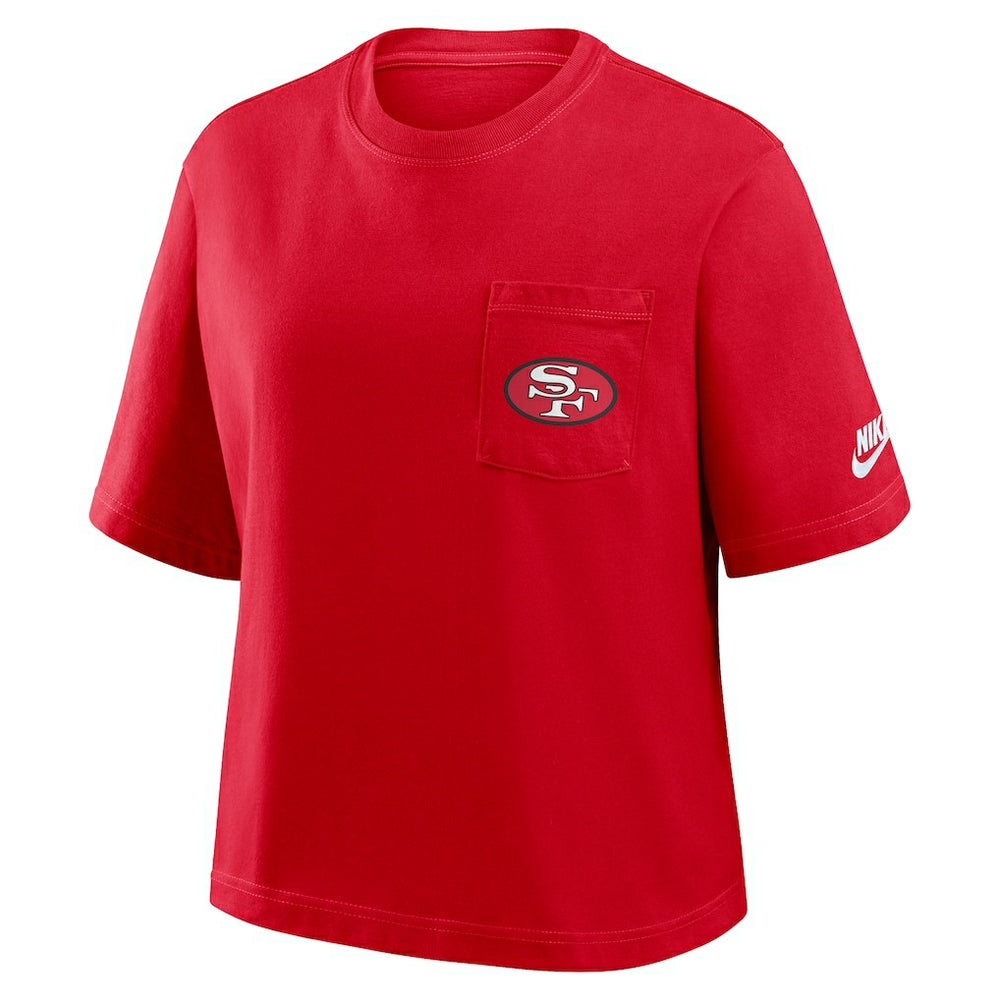 San Francisco 49ers Women's Rewind Pocket Boxy T-Shirt - Scarlet | Nike sale