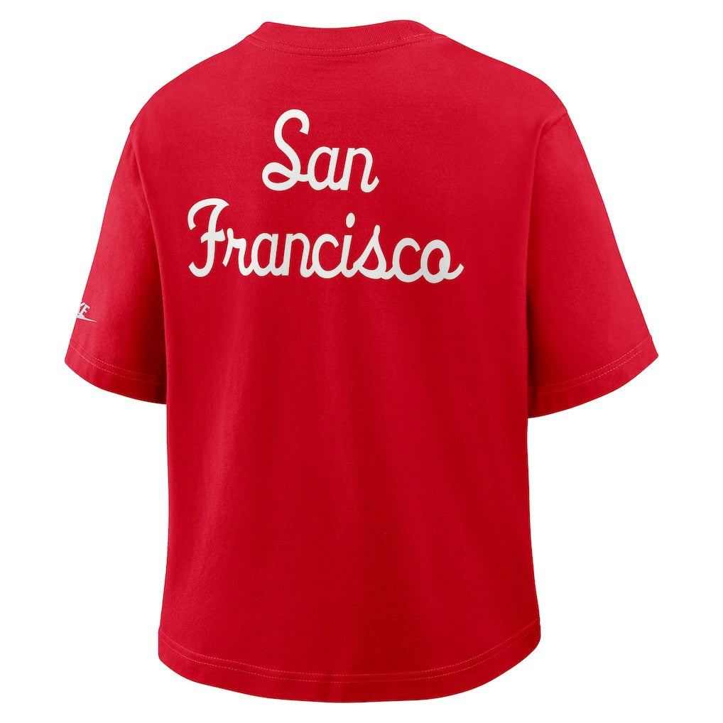 San Francisco 49ers Women's Rewind Pocket Boxy T-Shirt - Scarlet | Nike sale