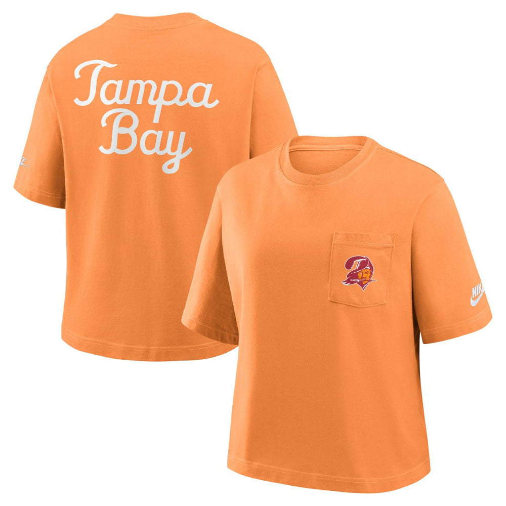 Tampa Bay Buccaneers Women's Rewind Pocket Boxy T-Shirt - Orange | Nike cheap