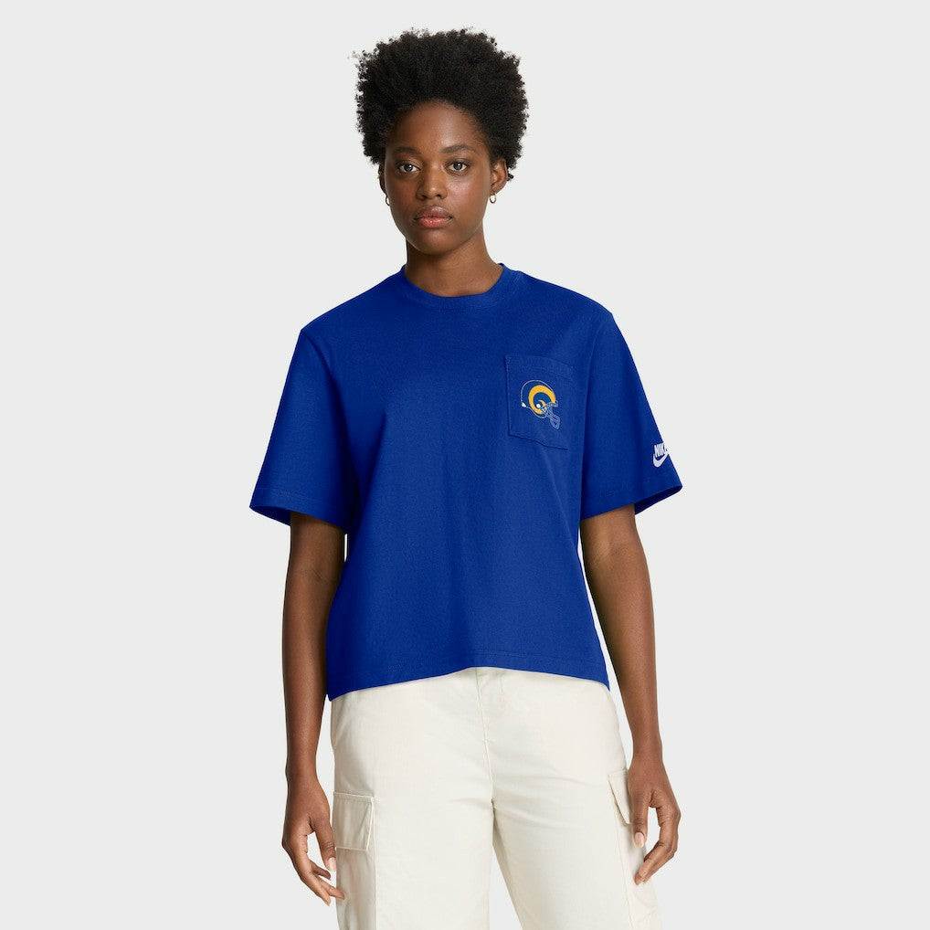 Los Angeles Rams Women's Rewind Pocket Boxy T-Shirt - Royal | Nike sale