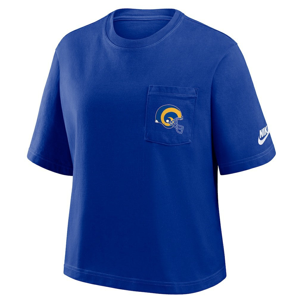 Los Angeles Rams Women's Rewind Pocket Boxy T-Shirt - Royal | Nike sale