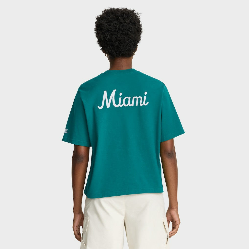Miami Dolphins Women's Rewind Pocket Boxy T-Shirt - Aqua | Nike for sale