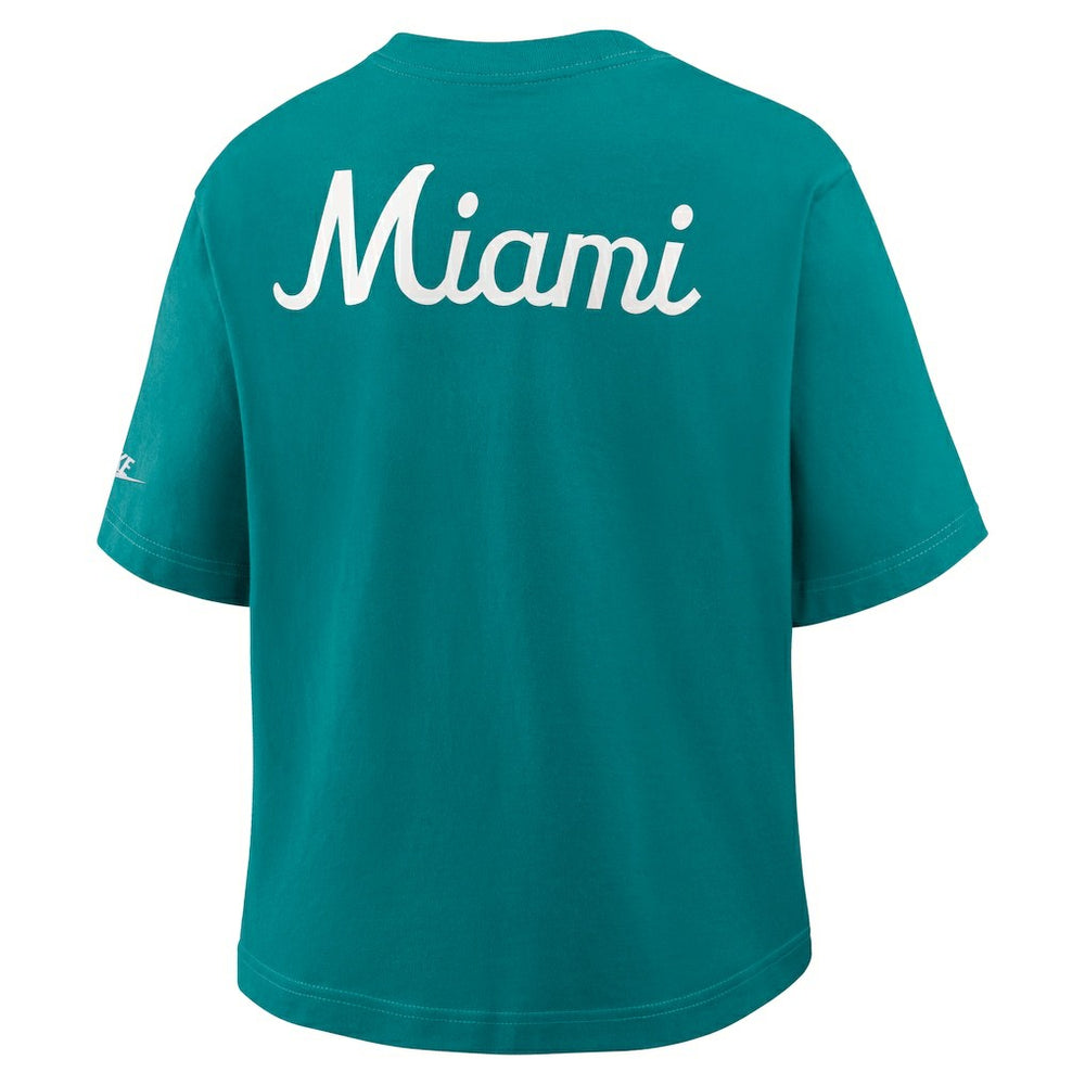 Miami Dolphins Women's Rewind Pocket Boxy T-Shirt - Aqua | Nike for sale