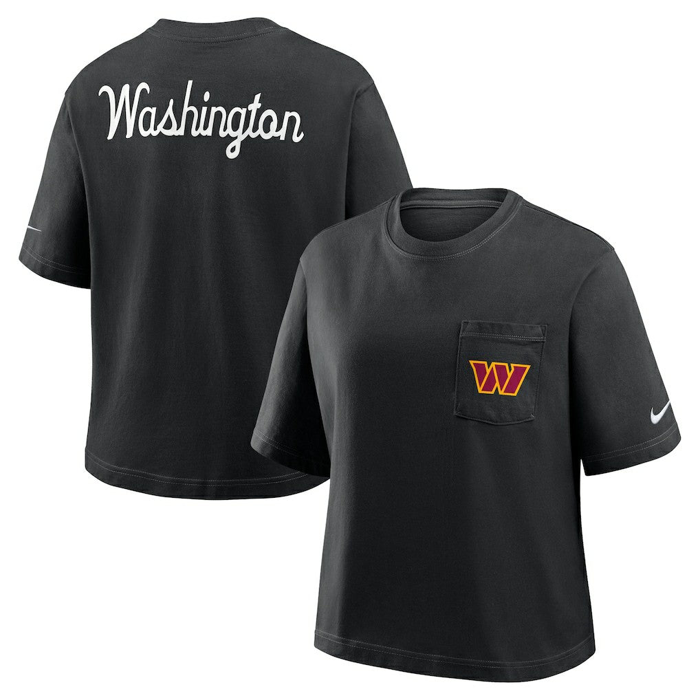 Washington Commanders Women's Rewind Pocket Boxy T-Shirt - Black | Nike discount