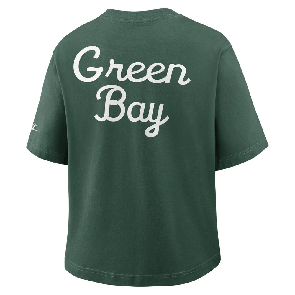 Green Bay Packers Women's Rewind Pocket Boxy T-Shirt - Green | Nike cheap