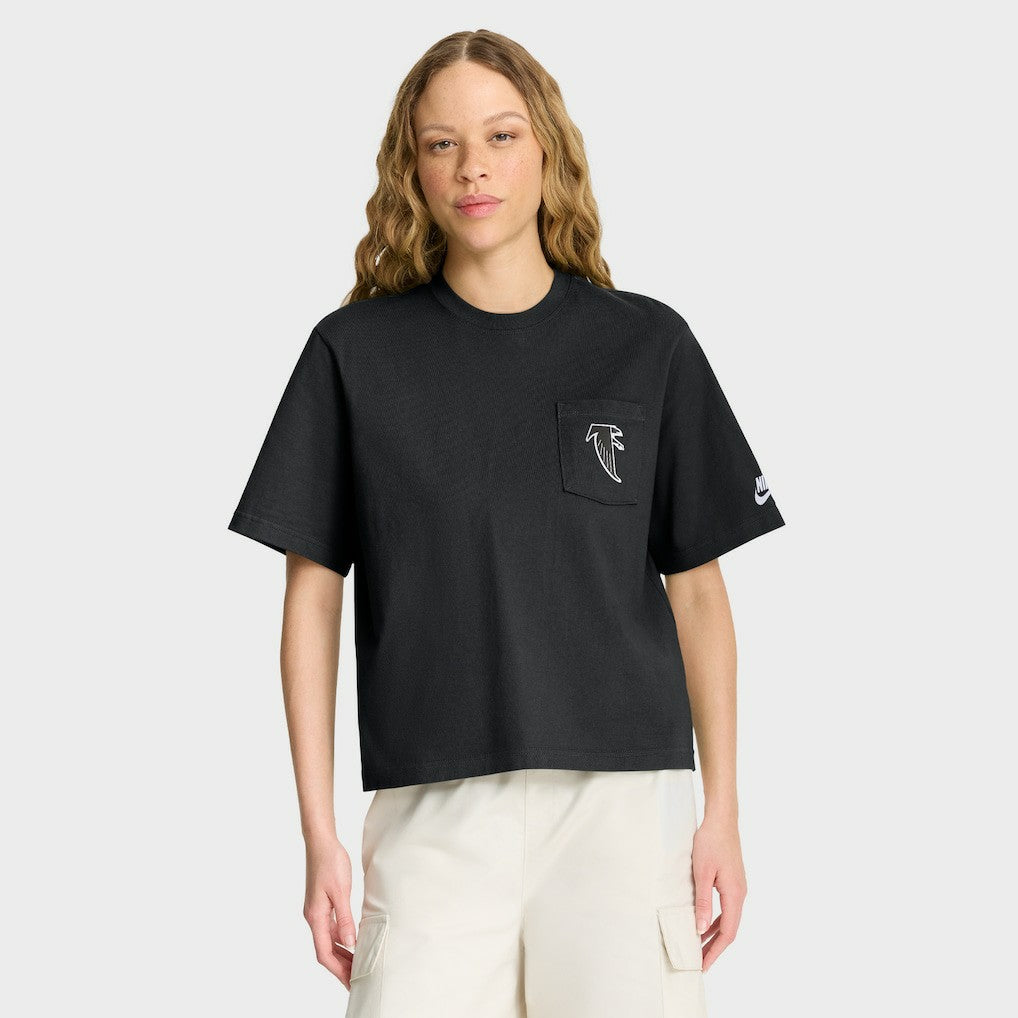 Atlanta Falcons Women's Rewind Pocket Boxy T-Shirt - Black | Nike for sale