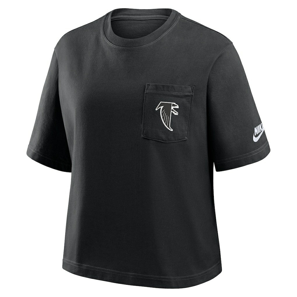 Atlanta Falcons Women's Rewind Pocket Boxy T-Shirt - Black | Nike for sale